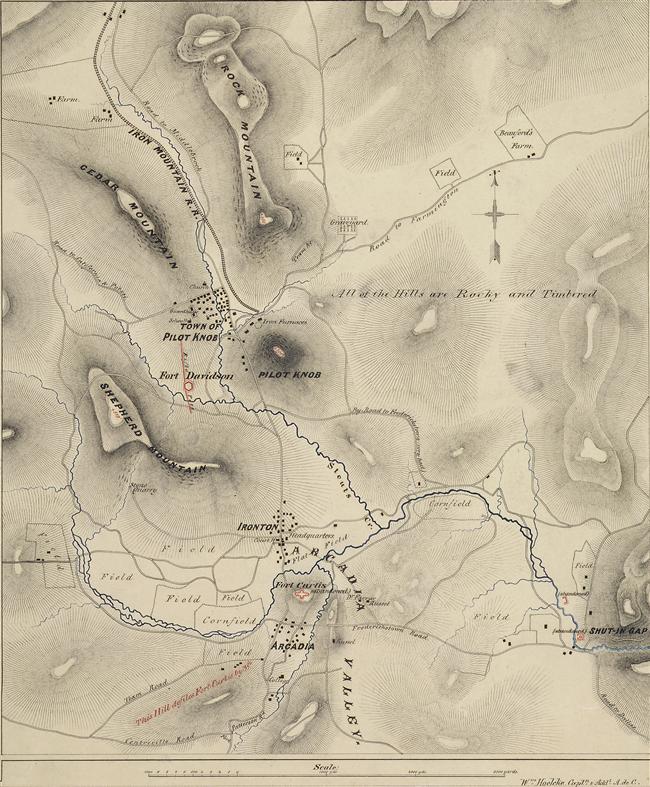 Map of Pilot Knob, Missouri in 1865