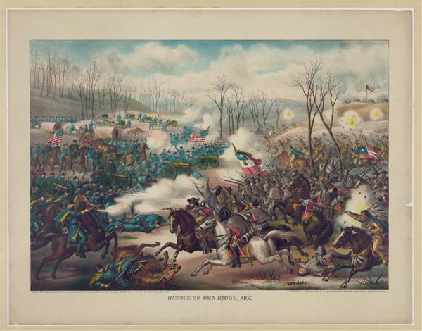 Battle of Pea Ridge - March 7th and 8th in 1862, created by Kurz & Allison Battle of Pea Ridge - March 7th and 8th in 1862, created by Kurz & Allison