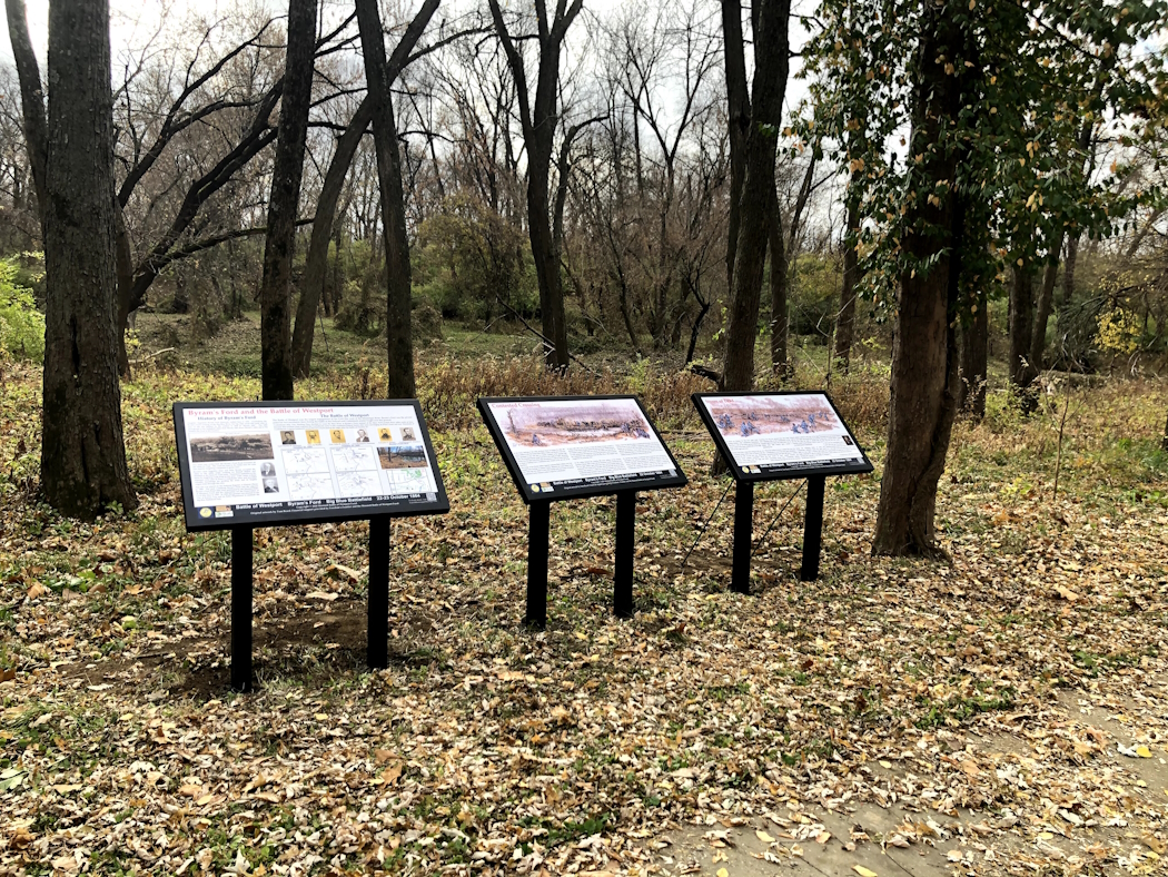 Historical Markers located near Byram's Ford on the east side of the river