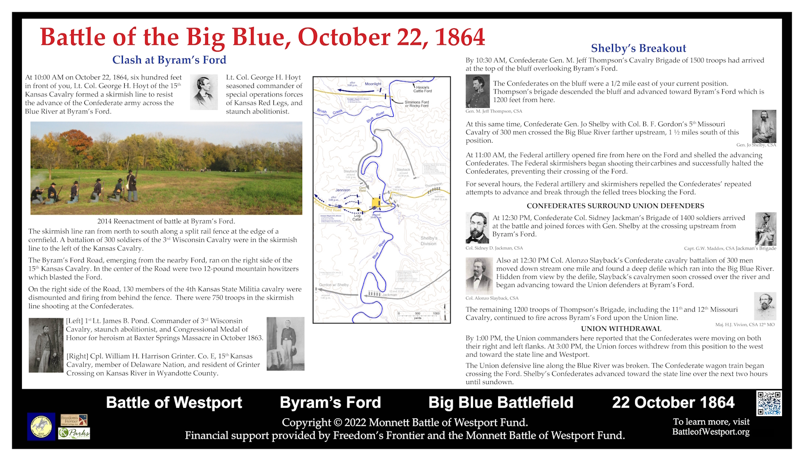 Battle of the Big Blue, October 22, 1864 historical marker panel