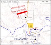 Battlefield map showing general locations of combatants
