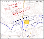 Map of the Battle of Big Blue on October 23 between 9:30 and 11:00 a.m.