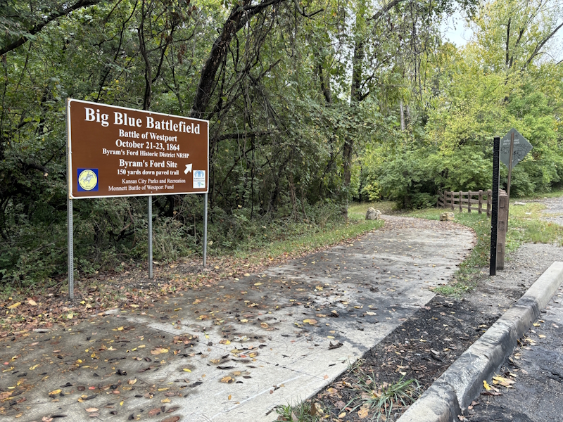 Big Blue Battlefield sign near tour stop