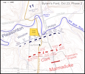 Map of the Battle of Big Blue on October 23 between 9:30 and 11:00 a.m.