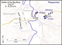 Battlefield map showing general locations of combatants