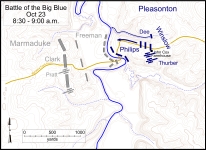 Battlefield map showing general locations of combatants