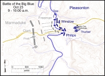 Battlefield map showing general locations of combatants