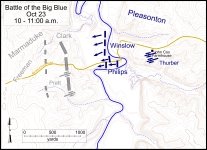 Battlefield map showing general locations of combatants