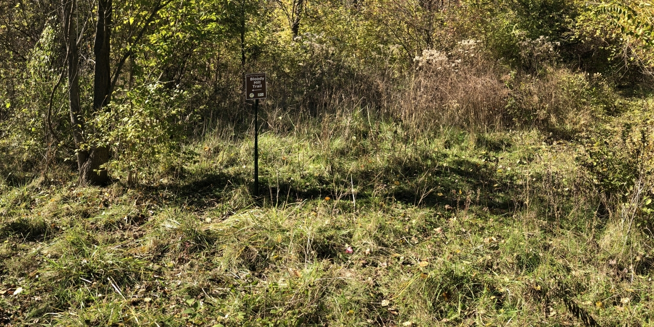 Start of Bloody Hill Trail from Historic Byram's Ford Road