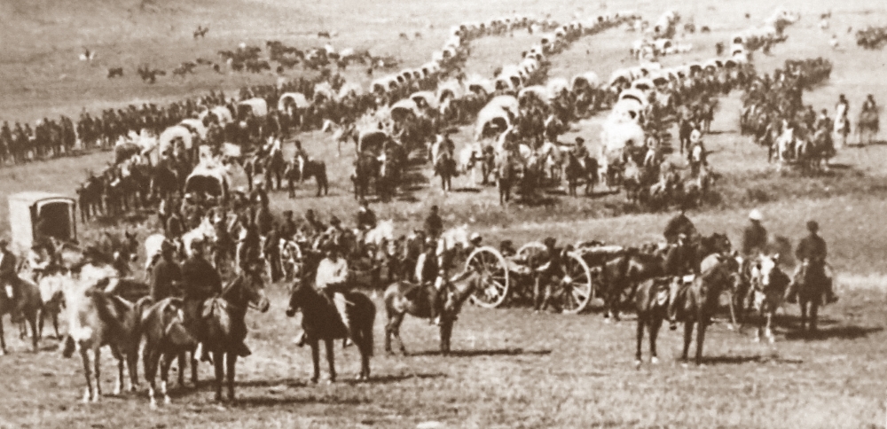 Wagon train preparing to move out