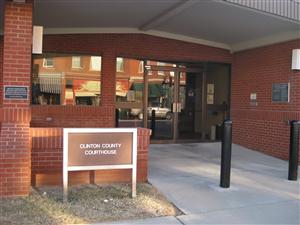 Entrance to the Clinton County Courthouse in Plattsburg, Missouri