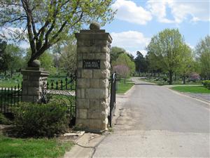 Entrance to Oak Hill Cemetery in Lawrence