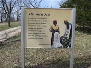 Marais des Cygnes Massacre State Historic Site Interpretive Sign #1