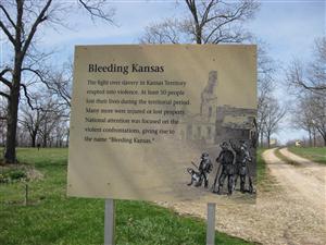 Marais des Cygnes Massacre State Historic Site Interpretive Sign #3