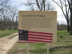 Marais des Cygnes Massacre State Historic Site Interpretive Sign #9