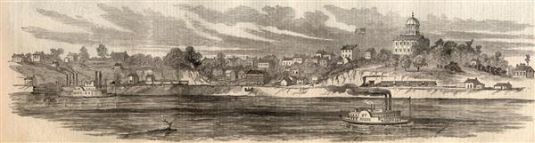 Jefferson City, the State Capitol of Missouri, as seen from the Missouri River in 1861 - Harpers Weekly Jefferson City, the State Capitol of Missouri, as seen from the Missouri River in 1861 - Harpers Weekly