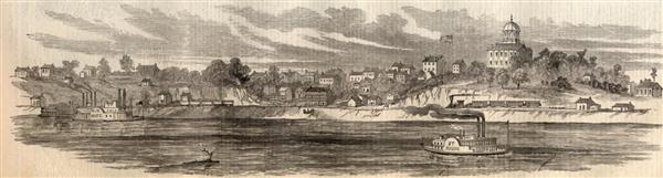 A sketch of the river front of Jefferson City, Missouri in June of 1861 - Harpers Weekly