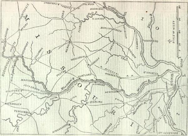 A map if the interior of the State of Missouri in 1861 - Harpers Weekly