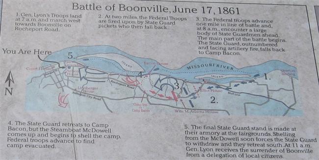 Close up of map from the Battle of Boonville Interpretive Sign