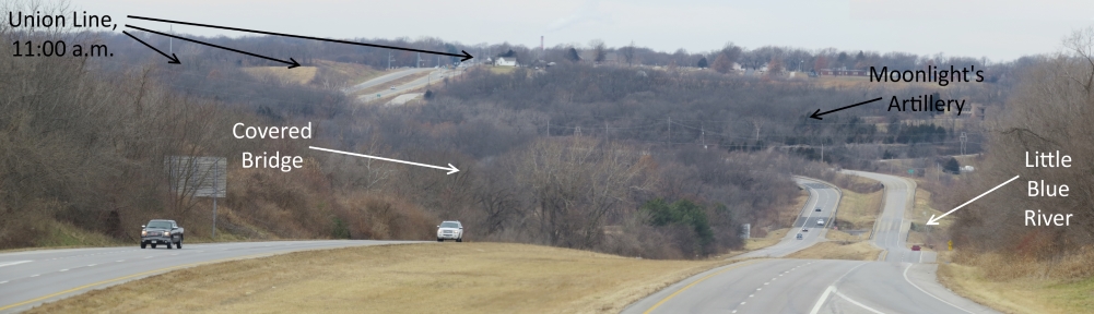 Annotated panorama of the Little Blue Battlefield Vista tour stop