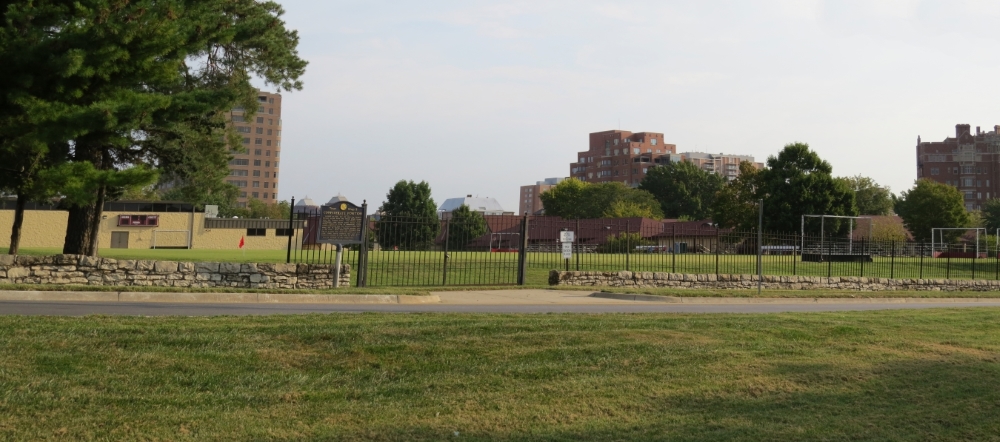 View of tour stop looking north from Loose Park