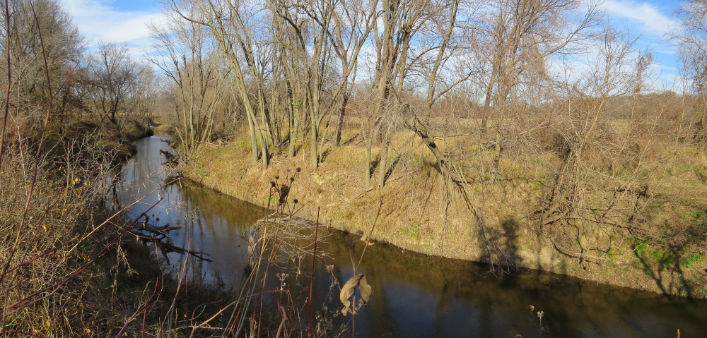 Steep banks of the Blackwater River near the Quantrill rendezvous