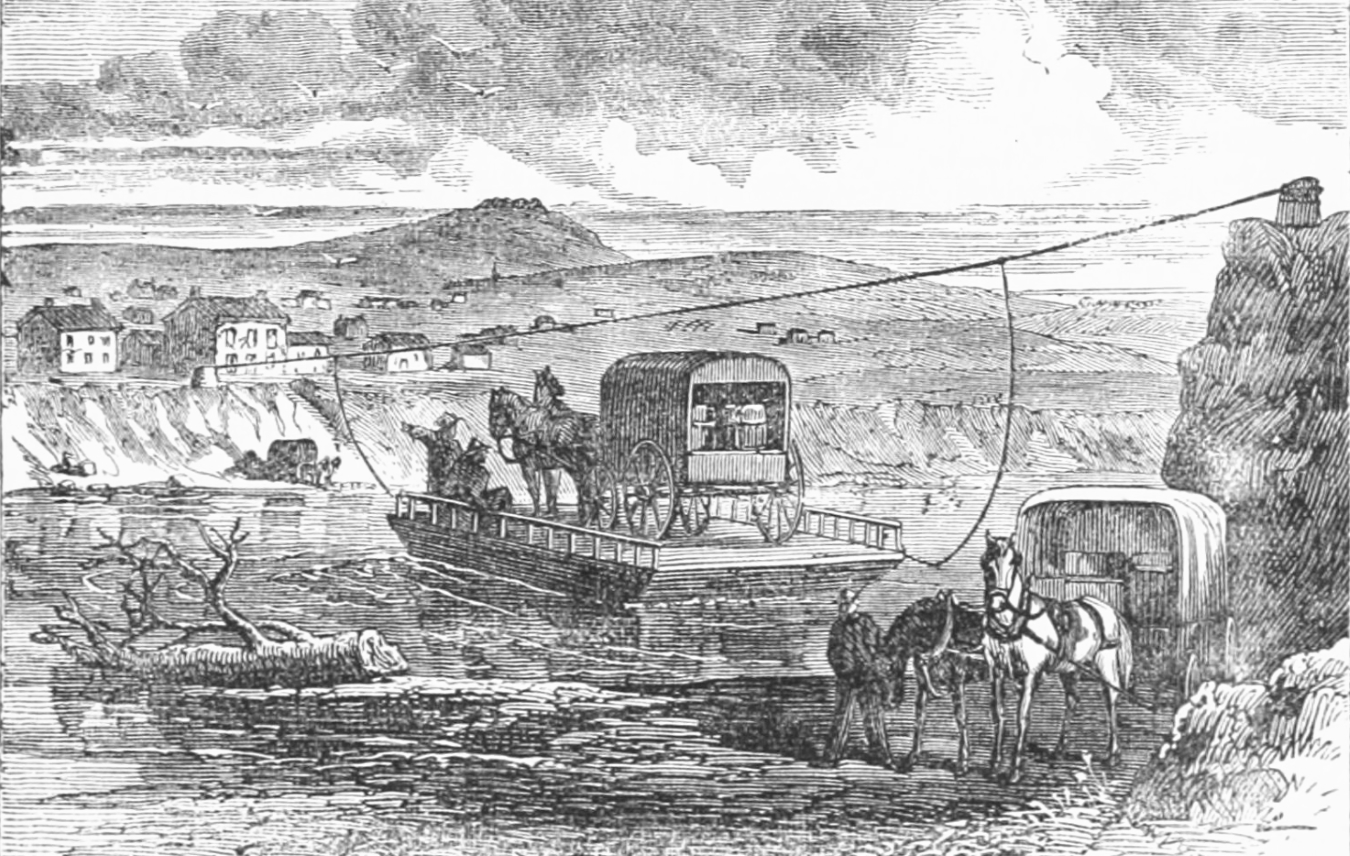 Sketch of ferry over the Kansas River