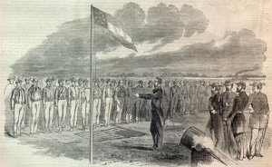 Missouri Governor Claiborne Fox Jackson Lecturing Captured Union Soldiers after Battle of Lexington from Harpers Weekly