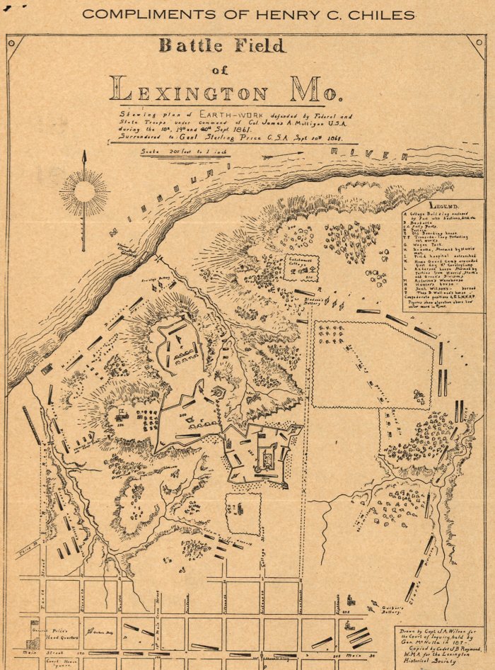 Map of Lexington Battlefield Earthworks