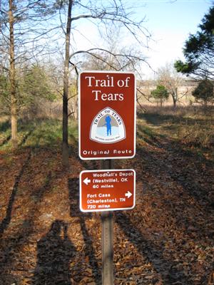 Trail of Tears Original Route Sign