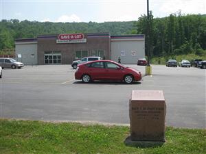 Battle of Pilot Knob Historical Marker: Shepherd Mountain with Save-A-Lot in background
