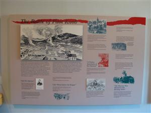 Visitor Center Interpretive Sign With Overview Of The Battle of Pilot Knob