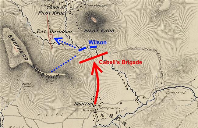 Annotated map of Ironton Gap fighting