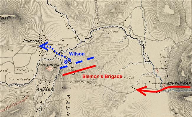 Annotated map of Russellville skirmishing