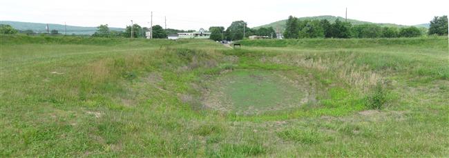 Panoramic view of the crater left after the Federals blew up the powder magazine