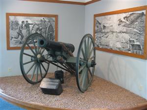 The Pilot Knob Gun inside the Fort Davidson State Historic Site Visitor Center