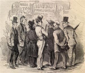 Sketch of a St. Louis street corner during the excitement following Camp Jackson appeared in Harpers Weekly on June 1, 1861