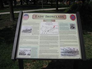 Close up of Eads' Ironclads Interpretive Sign