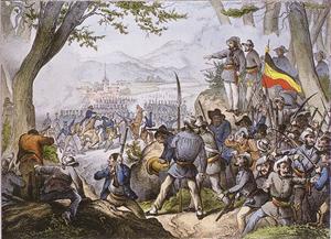 1848 Hecker Uprising showing the death of General Friedrich von Gagern at the Battle of Kandern