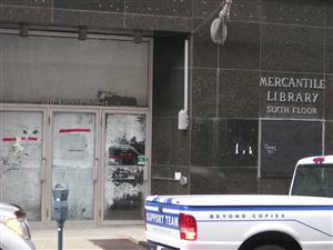 The former location of the St. Louis Mercantile Library at 510 Locust Street The former location of the St. Louis Mercantile Library at 510 Locust Street