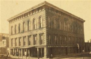 The St. Louis Mercantile Library building at 510 Locust Street circa 1870