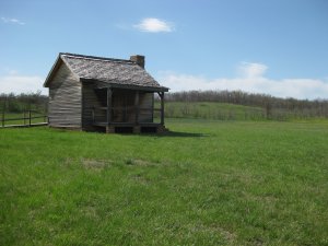 View of the restored Edwards Cabin