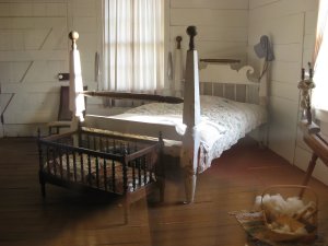 Bed in Ray House on which Lyon's body was placed by Dr. Melcher