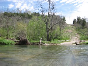 View looking east of Wilson's Creek ford used by Sigel's Brigade