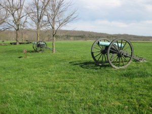 Backof's Battery at site of Sigel's defeat (howitzer in foreground)
