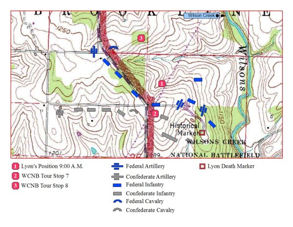 Map showing Federal position around 9:00 A.M.