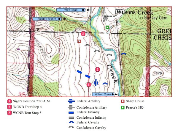 Map showing Sigel's position at 7:00 A.M.