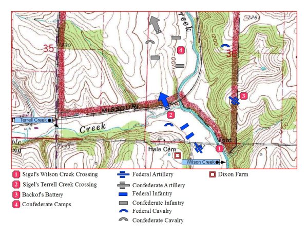 Map showing Sigel crossing over Wilson and Terrell Creek