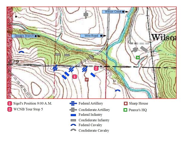 Map showing Sigel's Defeat around 9:00 A.M.